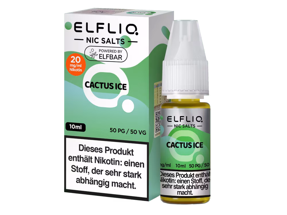 ELFLIQ - Cactus Ice - Nikotinsalz Liquid 1 ELFLIQ Cactus Ice Nikotinsalz Liquid – 10 ml Fertigliquid von Elfbar mit exotischem Kaktus-Aroma und kühlendem Finish. Direkt dampfbar, ohne Reifezeit. Erhältlich in 10 mg/ml und 20 mg/ml. Ideal für Pod-Systeme und MTL-Verdampfer. 50/50 PG/VG-Verhältnis für intensiven Geschmack und angenehmen Dampf. Jetzt im LETZ Go Shop bestellen.