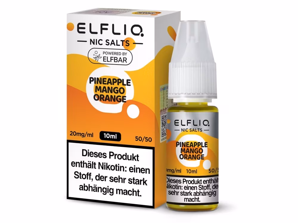 ELFLIQ - Pineapple Mango Orange - Nikotinsalz Liquid 1 ELFLIQ Nikotin Salz Liquid in 10ml Flasche mit Ananas, Mango und Orange.