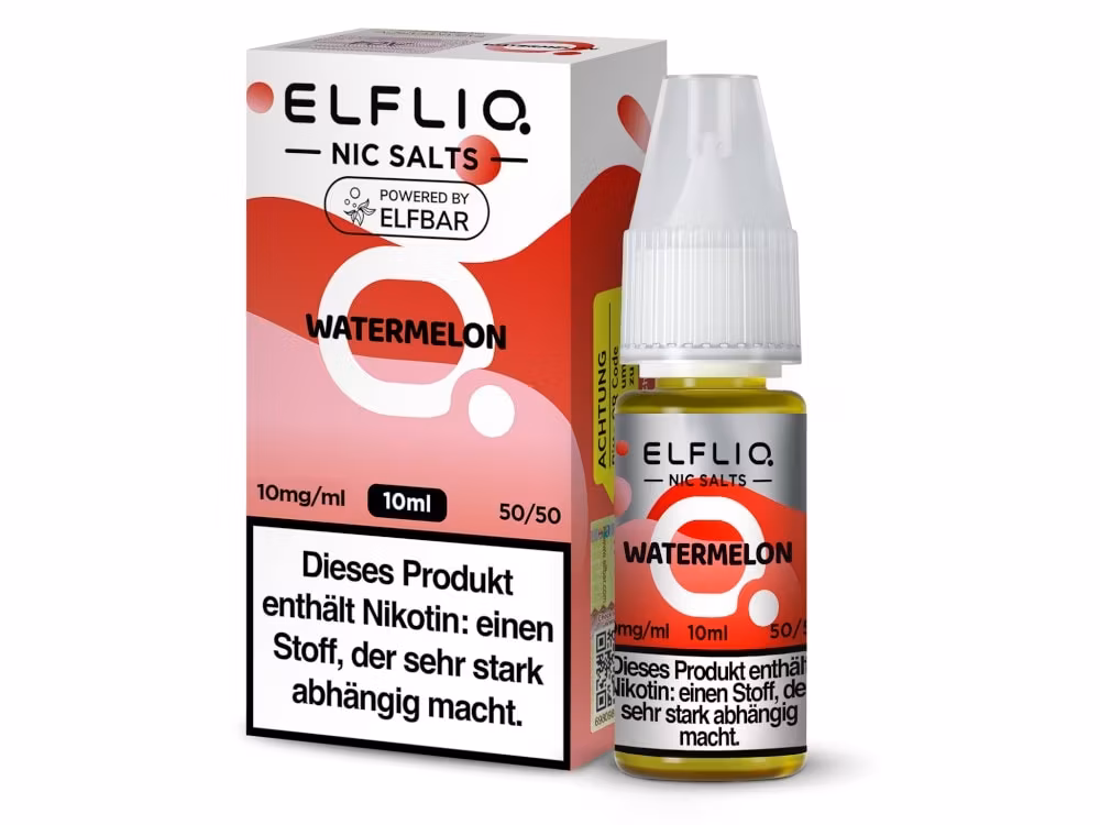 ELFLIQ - Watermelon - Nikotinsalz Liquid 1 ELFIO Nic Salts Wassermelon, 10ml Flasche, für E-Zigaretten, Nikotin Salz.