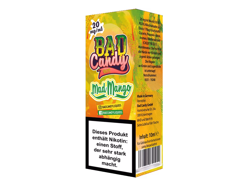 Bad Candy Liquids - Mad Mango - Nikotinsalz Liquid 1 Bad Candy Liquids - Mad Mango - Nikotinsalz Liquid 20 mg/ml
