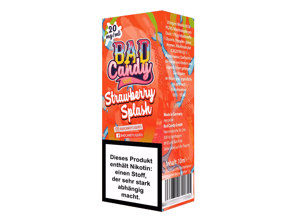 Bad Candy Liquids - Strawberry Splash - Nikotinsalz Liquid 1 Bad Candy Liquids - Strawberry Splash - Nikotinsalz Liquid 20 mg/ml