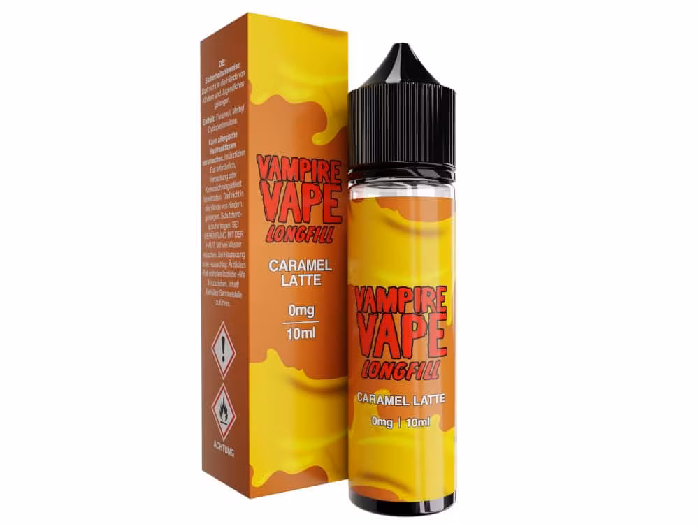 Vampire Vape Dessert Collection Caramel Latte 10 ml 1 Vampire Vape Longfill E-Liquid Flasche mit Caramel Latte Geschmack.
