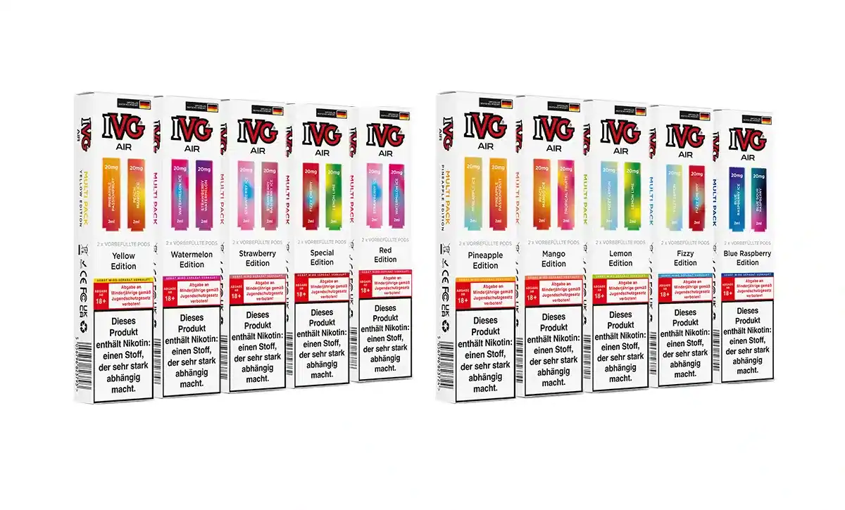Vape E-Zigaretten in verschiedenen Geschmacksrichtungen.