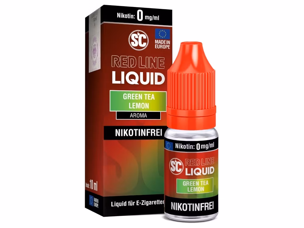 SC - Red Line Nikotin - Green Tea Lemon 1 Flasche mit Green Tea Lemon Liquid für E-Zigaretten, nikotinfrei.